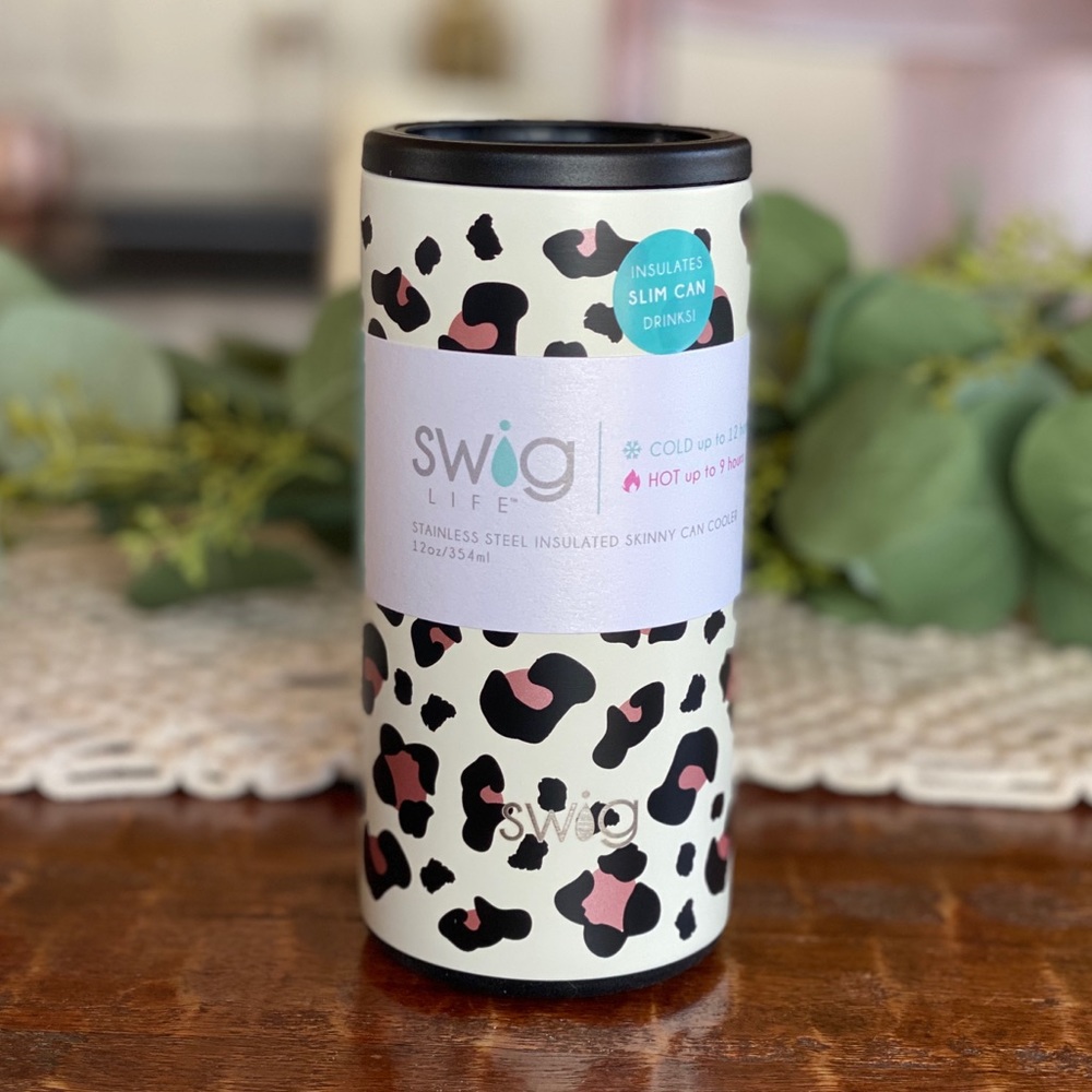 Swig Leopard Skinny 12oz Can Cooler